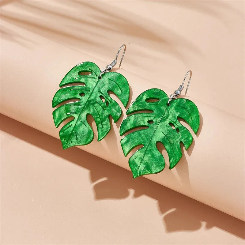 Acrylic drop earrings with coconut and jackfruit design on an alloy hook, shown in multiple colour styles.