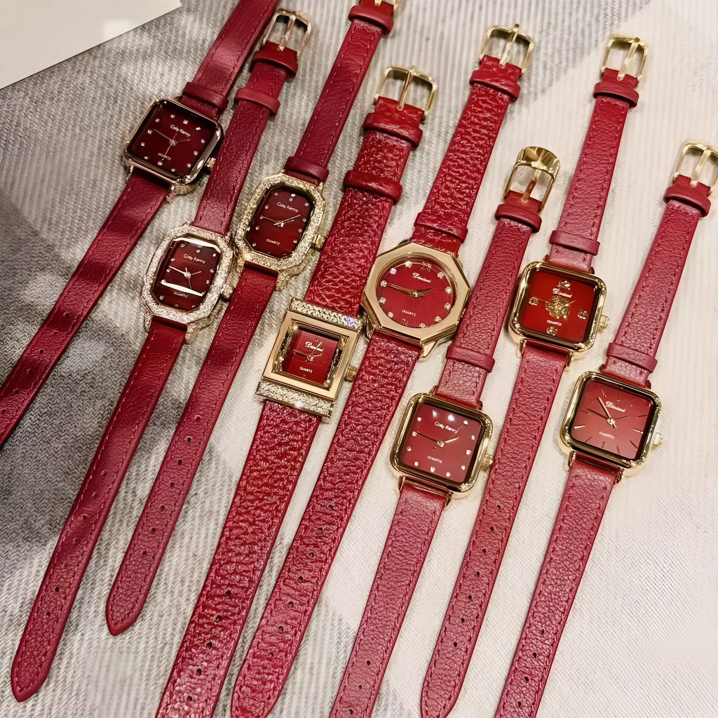 Women's alloy watch with 8mm thickness in Chinese style design showing multiple colour and case options