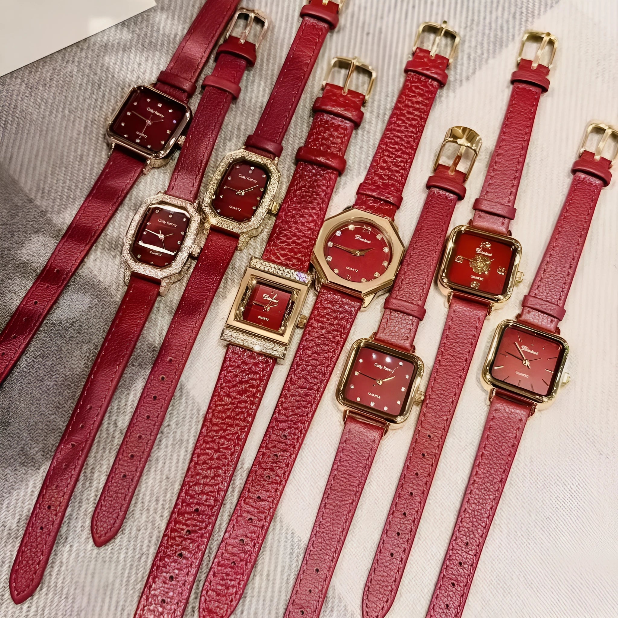 Women's alloy watch with 8mm thickness in Chinese style design showing multiple colour and case options