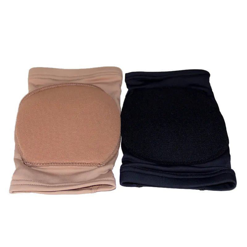 Ballet dance knee pads in skin colour and black with five size options from XS to XL