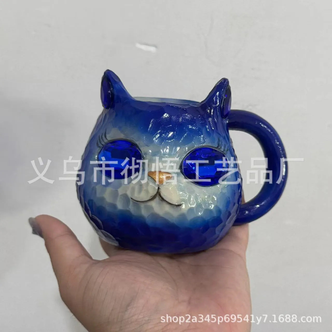 Resin crystal cat cup decorative craft in American style design