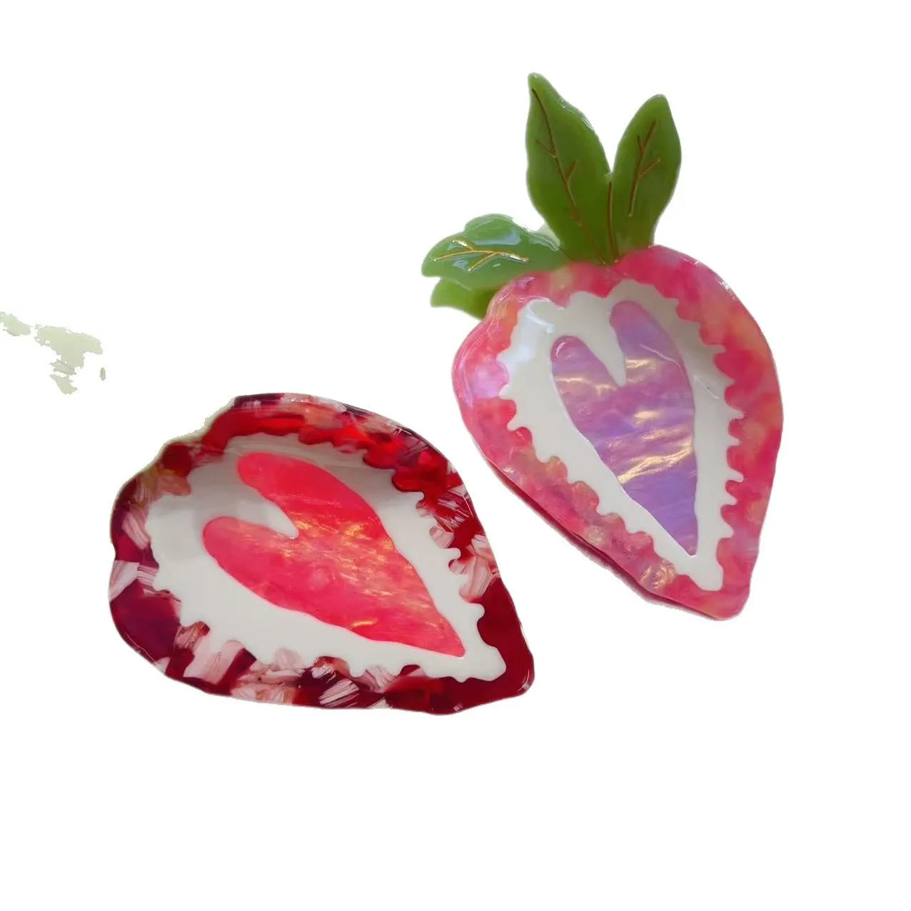 Red strawberry-shaped hair clip for girls with handcrafted pastoral style design