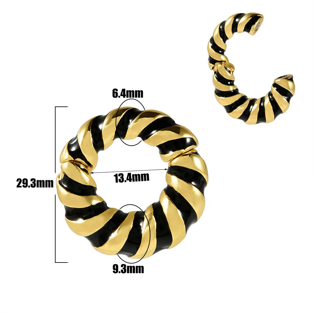 Stainless steel fashion earrings with shaped totem pattern in electroplated finish