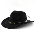 Brown leather velvet curved edge Western cowboy hat with a conical crown.
