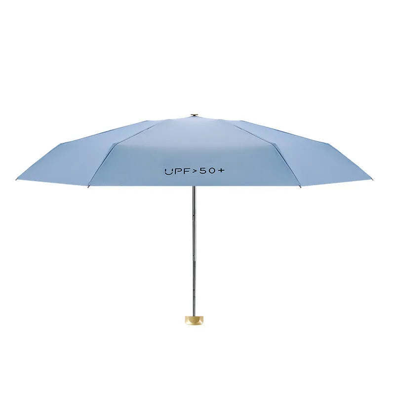 Compact five-fold sun umbrella in multiple colours showing folded and open positions