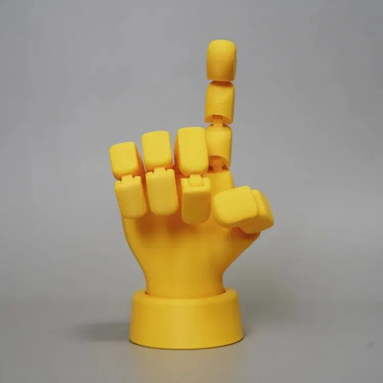 Yellow movable joint hand props with articulated fingers in American style decorative design
