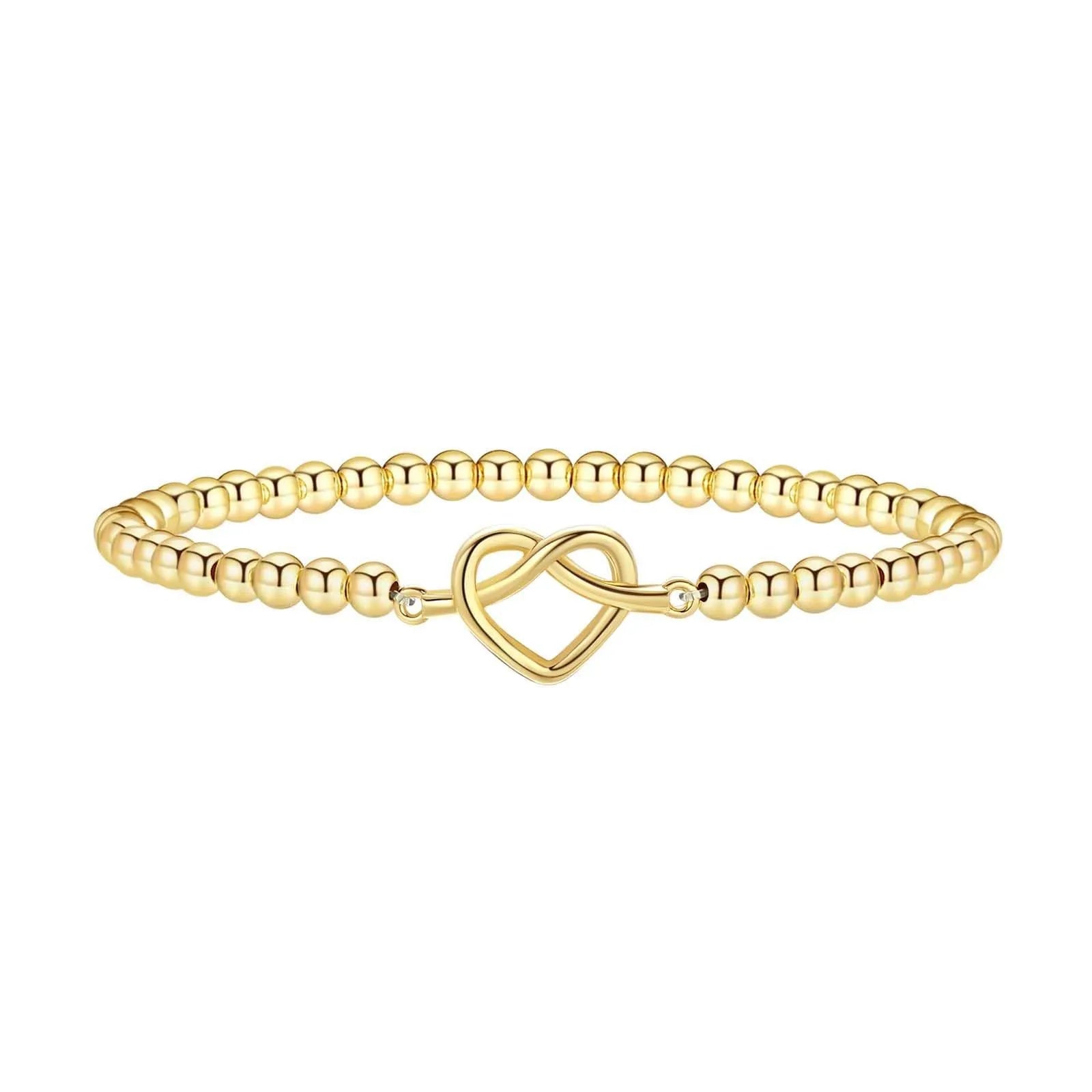 Adjustable stainless steel beaded bracelet in a geometric design with round beads