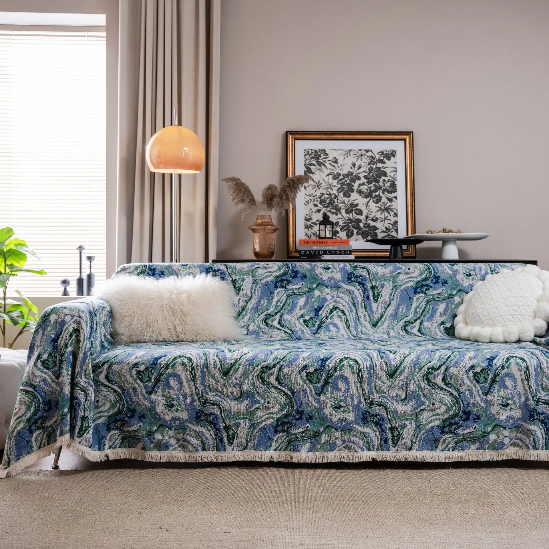 American country retro jacquard sofa cover with floral pattern on furniture
