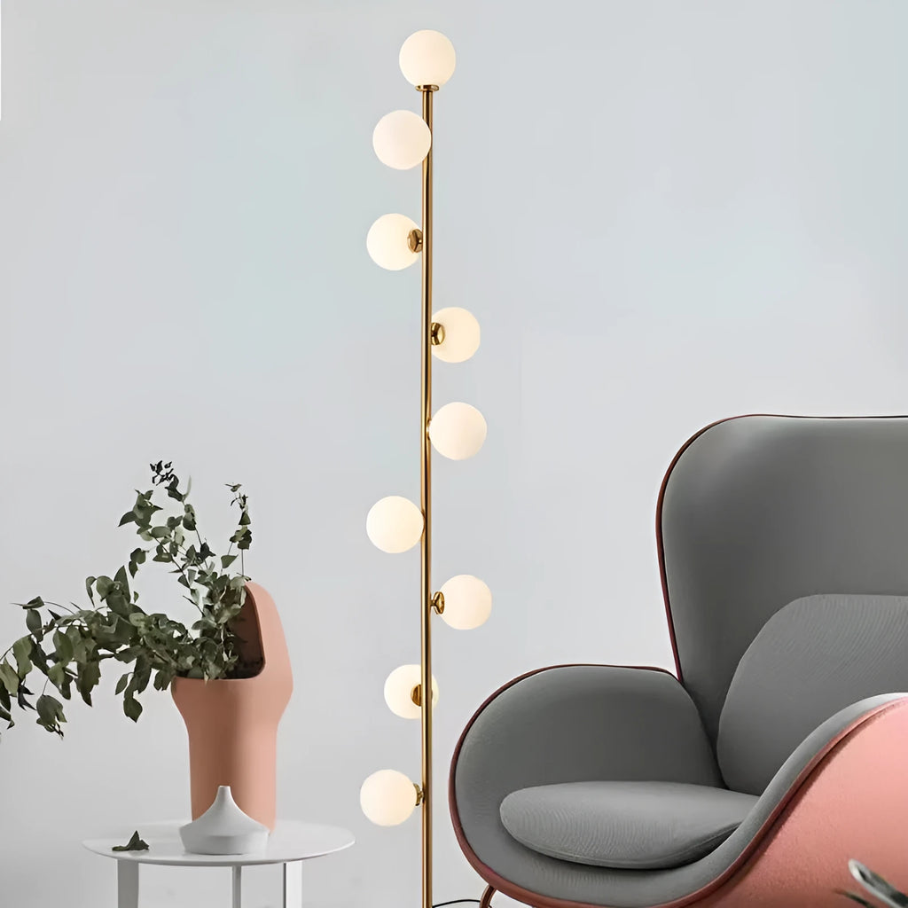 Minimalist Nordic floor lamp with iron and glass construction standing 154cm tall with marble base