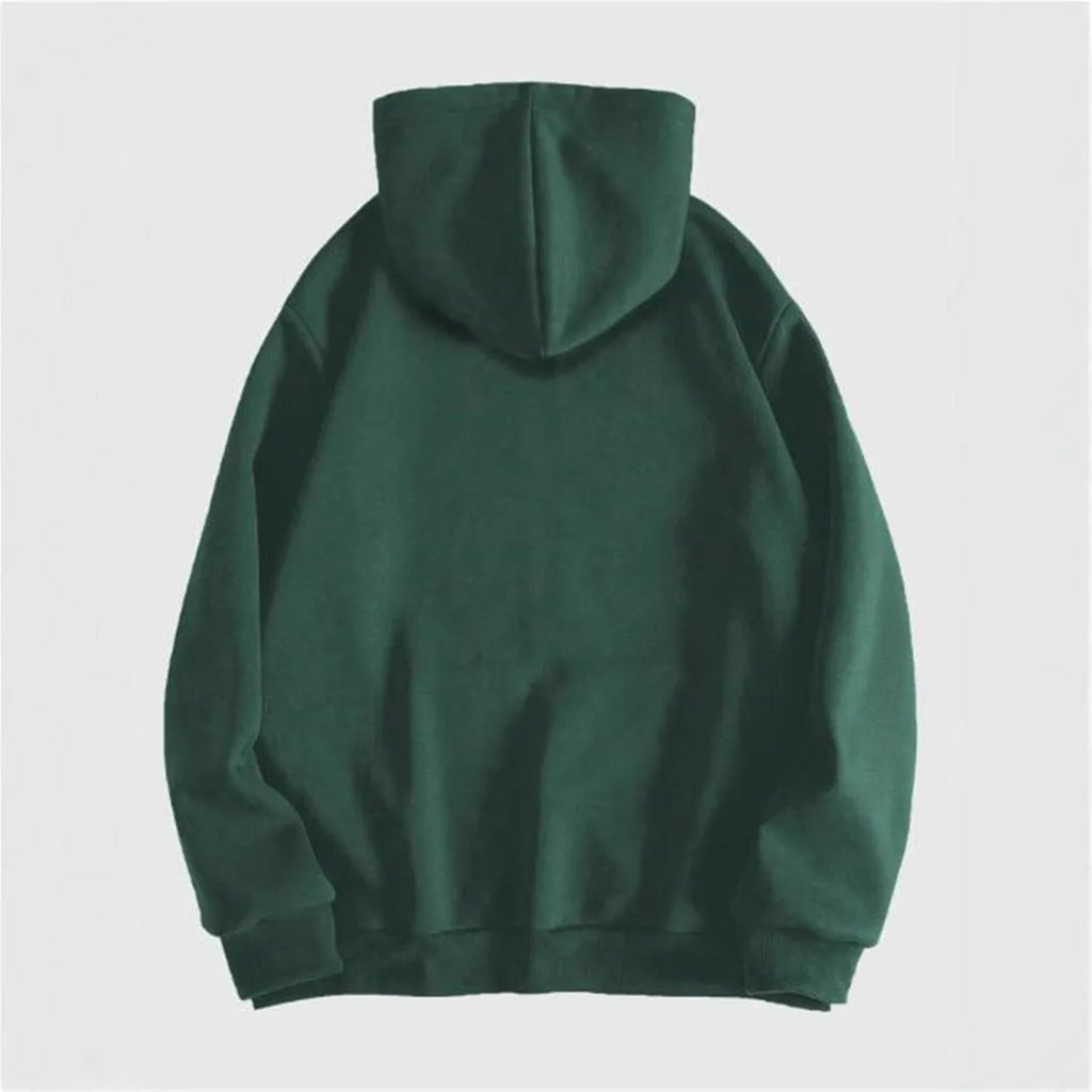 Men's black hooded sweatshirt with skull print pattern on cotton blend fabric