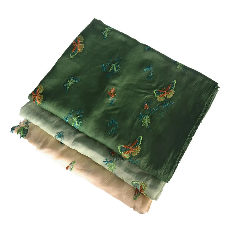 Pure ramie fabric for Hanfu clothing in beige, dark green and grass green colours