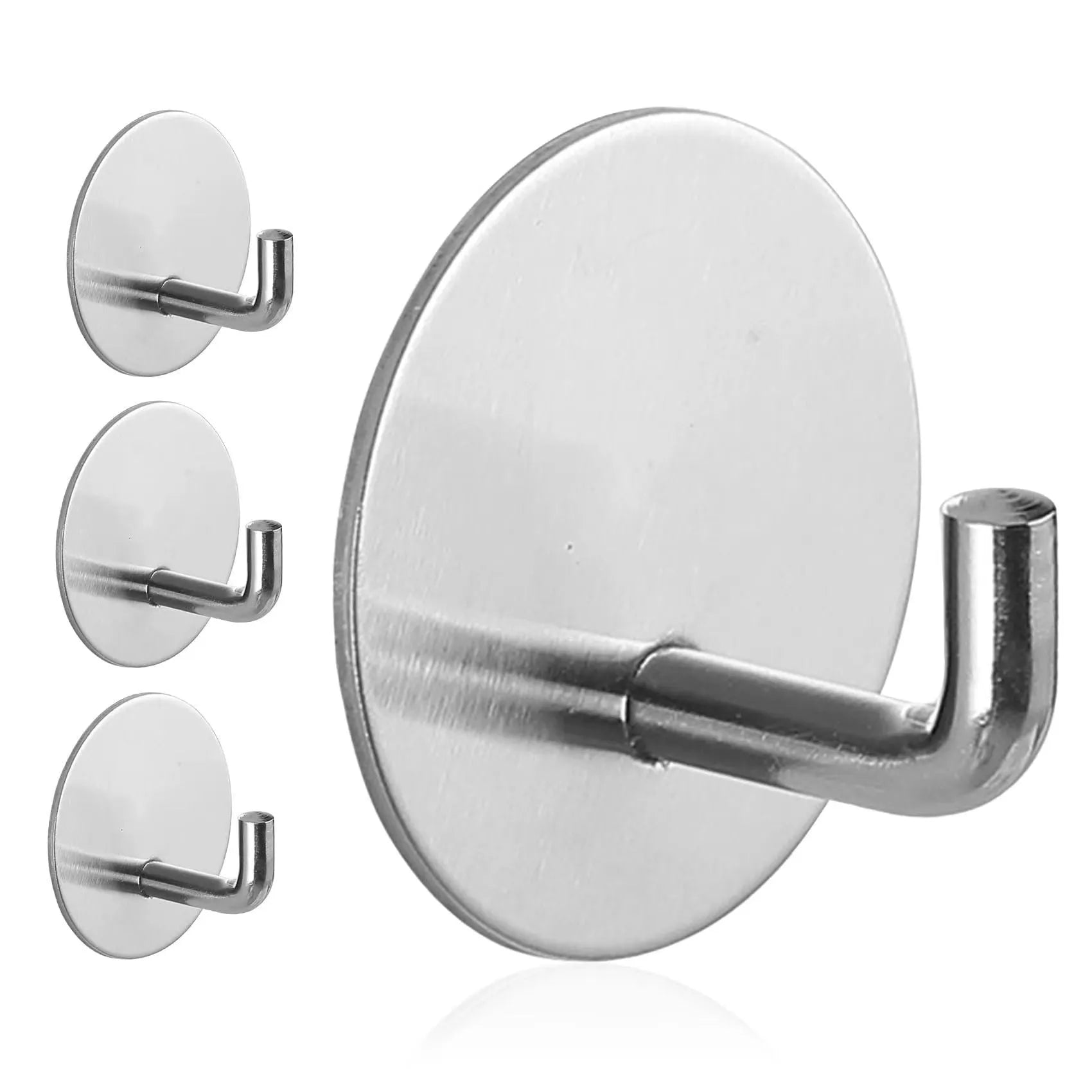 Stainless steel self-adhesive round hook with 3kg load capacity for bathrooms and kitchens