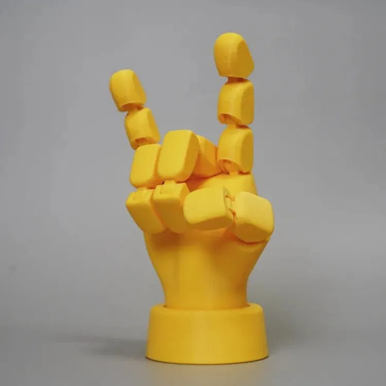 Yellow movable joint hand props with articulated fingers in American style decorative design