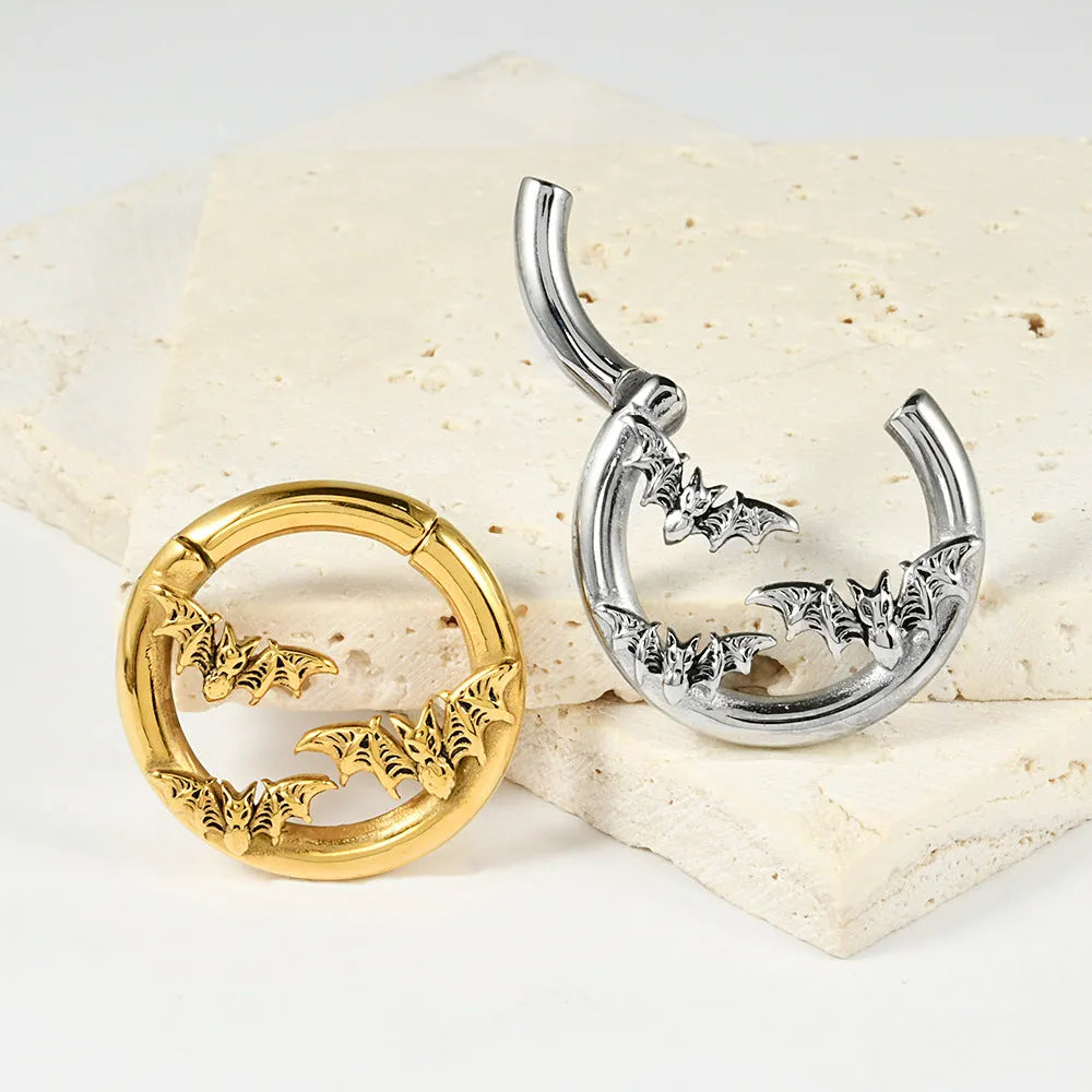 Stainless steel fashion earrings with shaped totem pattern in electroplated finish