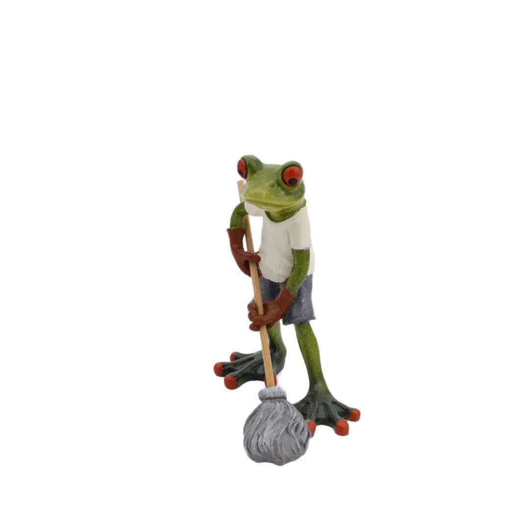Pastoral style synthetic resin frog ornament for living room and study home decoration
