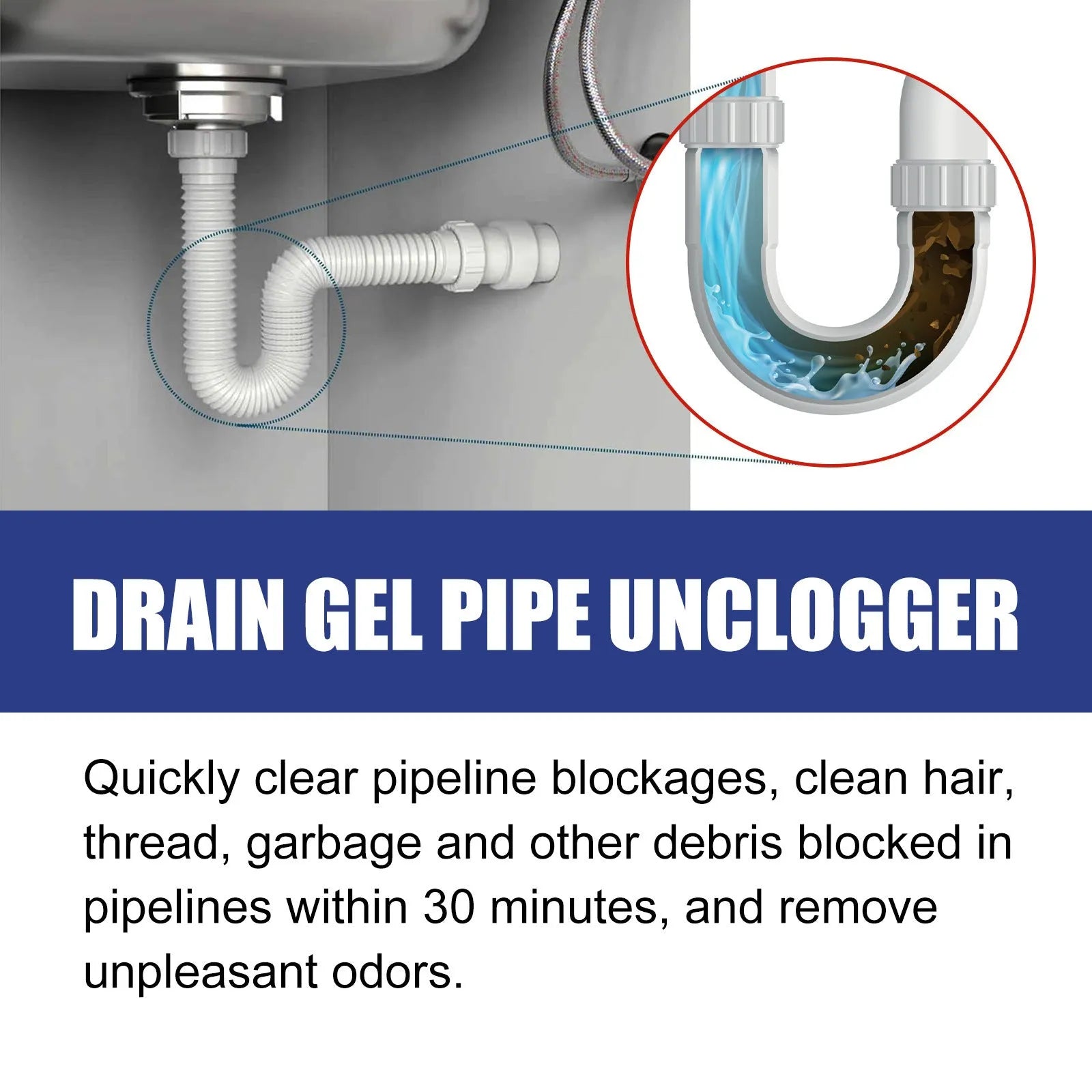 100g pipe dredge agent cleaner for sewer and toilet odour removal in a white container