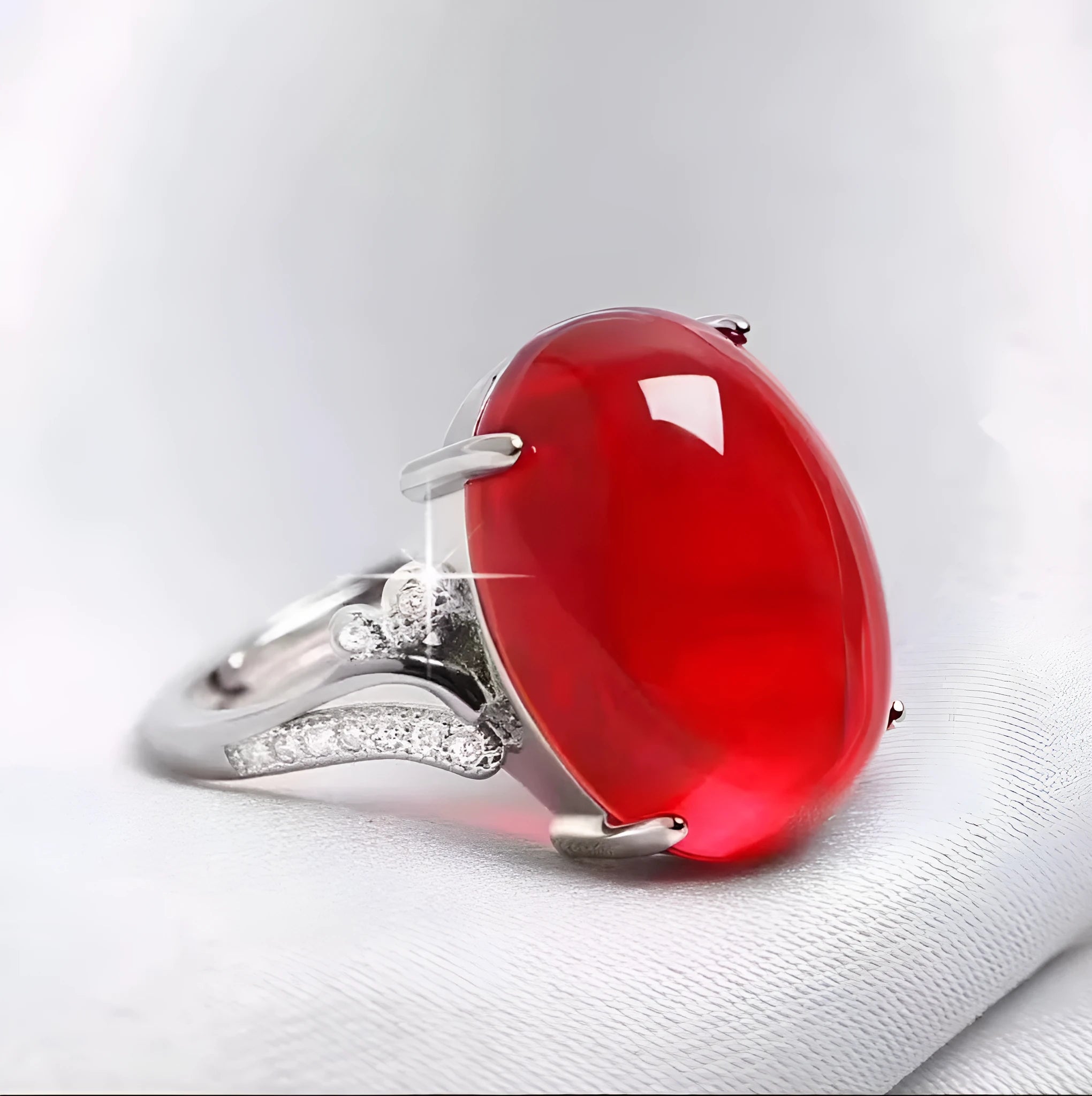 Geometric-style adjustable alloy ring in five colour options on a neutral background.