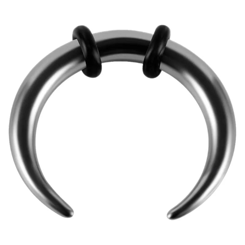 316 stainless steel nose ring with C-shaped buffalo horn design in steel colour and black options