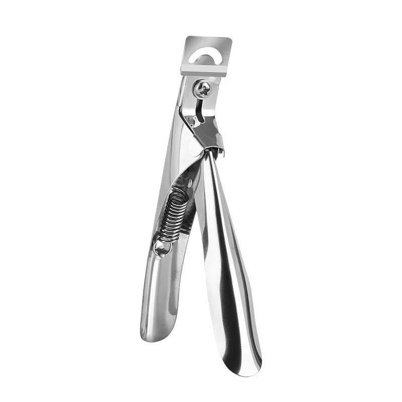 Stainless steel U-shaped nail art scissors in electrophoresis black, colour titanium, and silver finishes for French manicures.
