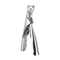 Stainless steel U-shaped nail art scissors in electrophoresis black, colour titanium, and silver finishes for French manicures.