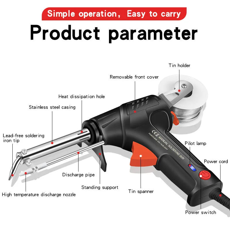 Black G102 outer soldering gun kit with light, showing five-piece alloy set.