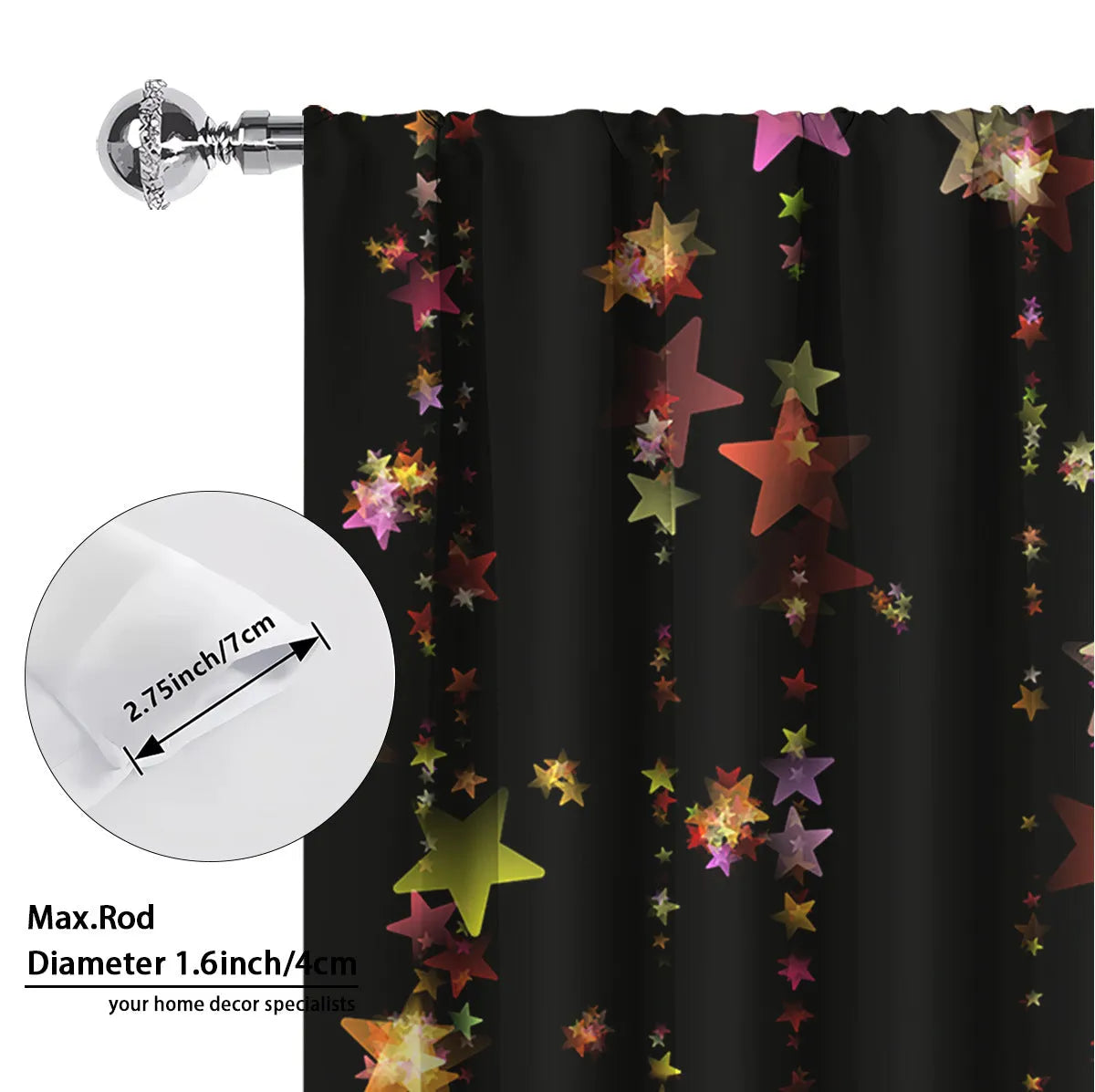 Pair of 3D digitally printed Christmas theme curtains made from polyester fabric, showing detailed pattern.