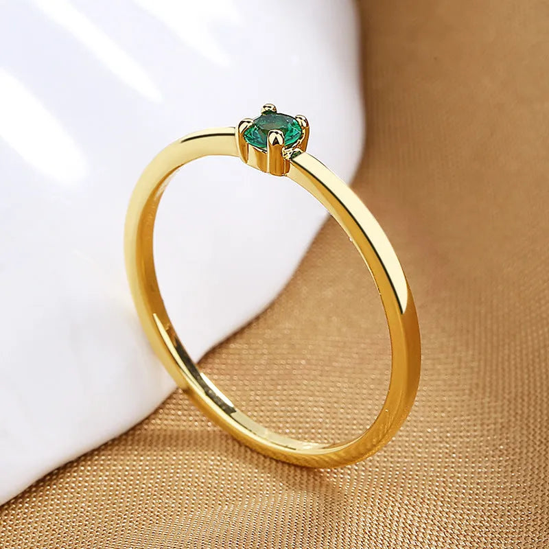 Copper geometric ring with single diamond available in white red green blue sizes 6-9