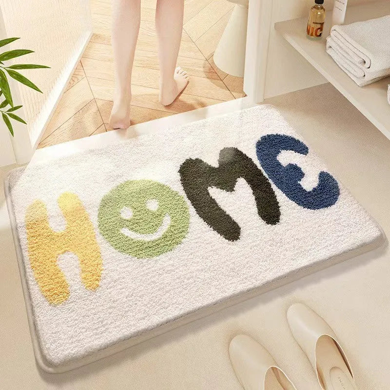 Sky sea coloured rainbow pattern cashmere carpet floor mat with plastic bottom in 40x60cm size