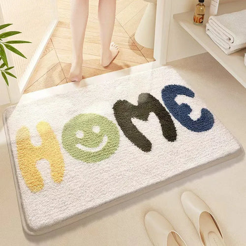 Sky sea coloured rainbow pattern cashmere carpet floor mat with plastic bottom in 40x60cm size