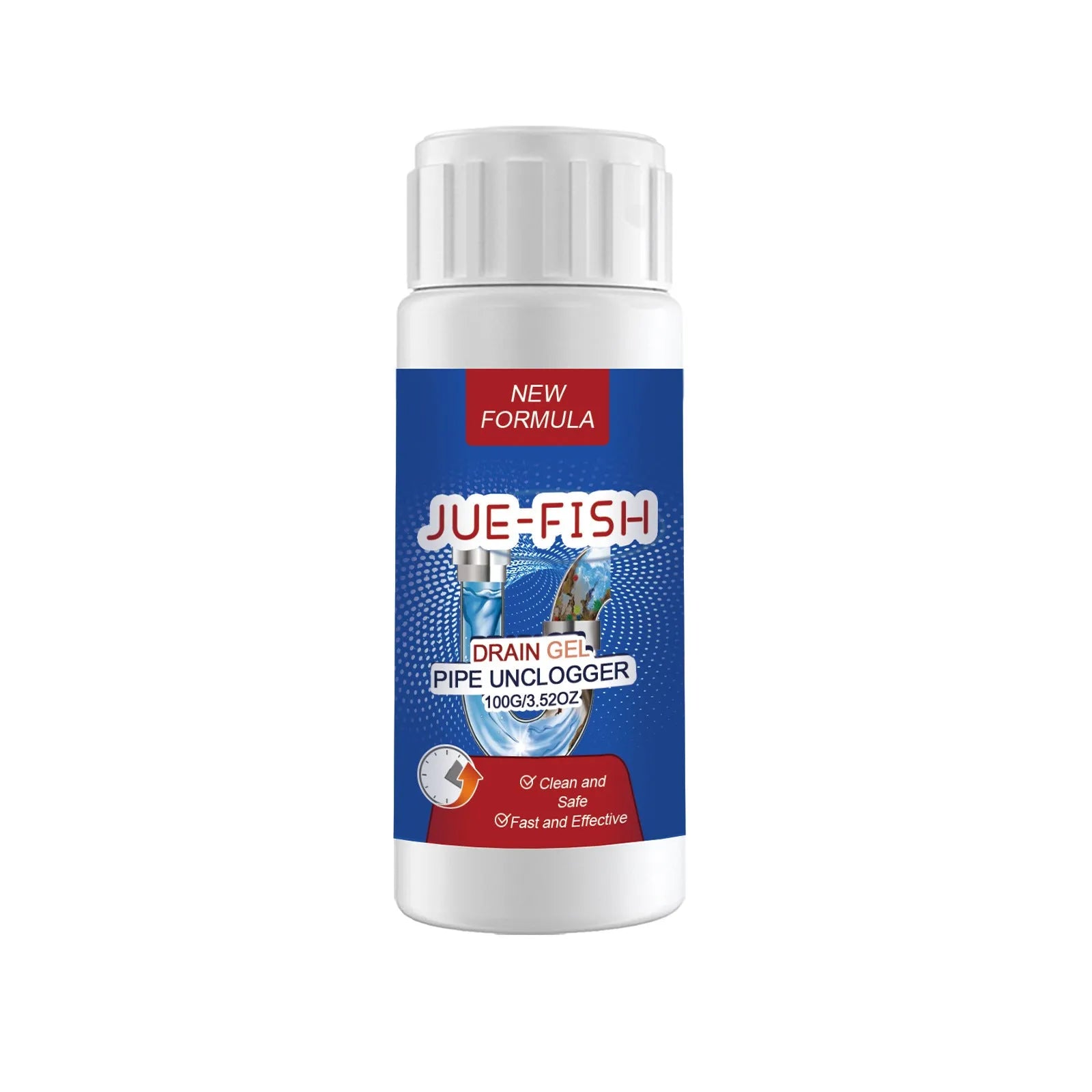 100g pipe dredge agent cleaner for sewer and toilet odour removal in a white container