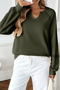 Women's loose fit half-open collar sweater with lace stitching in solid colours