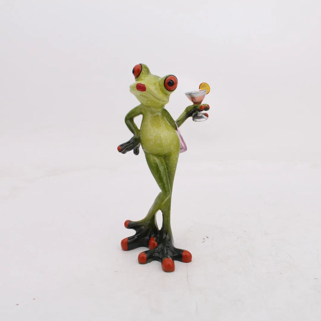 Pastoral style synthetic resin frog ornament for living room and study home decoration