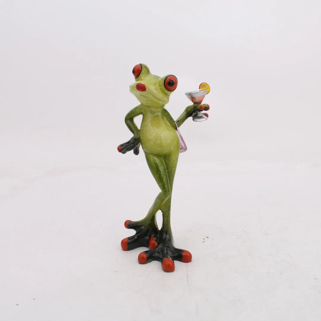 Pastoral style synthetic resin frog ornament for living room and study home decoration