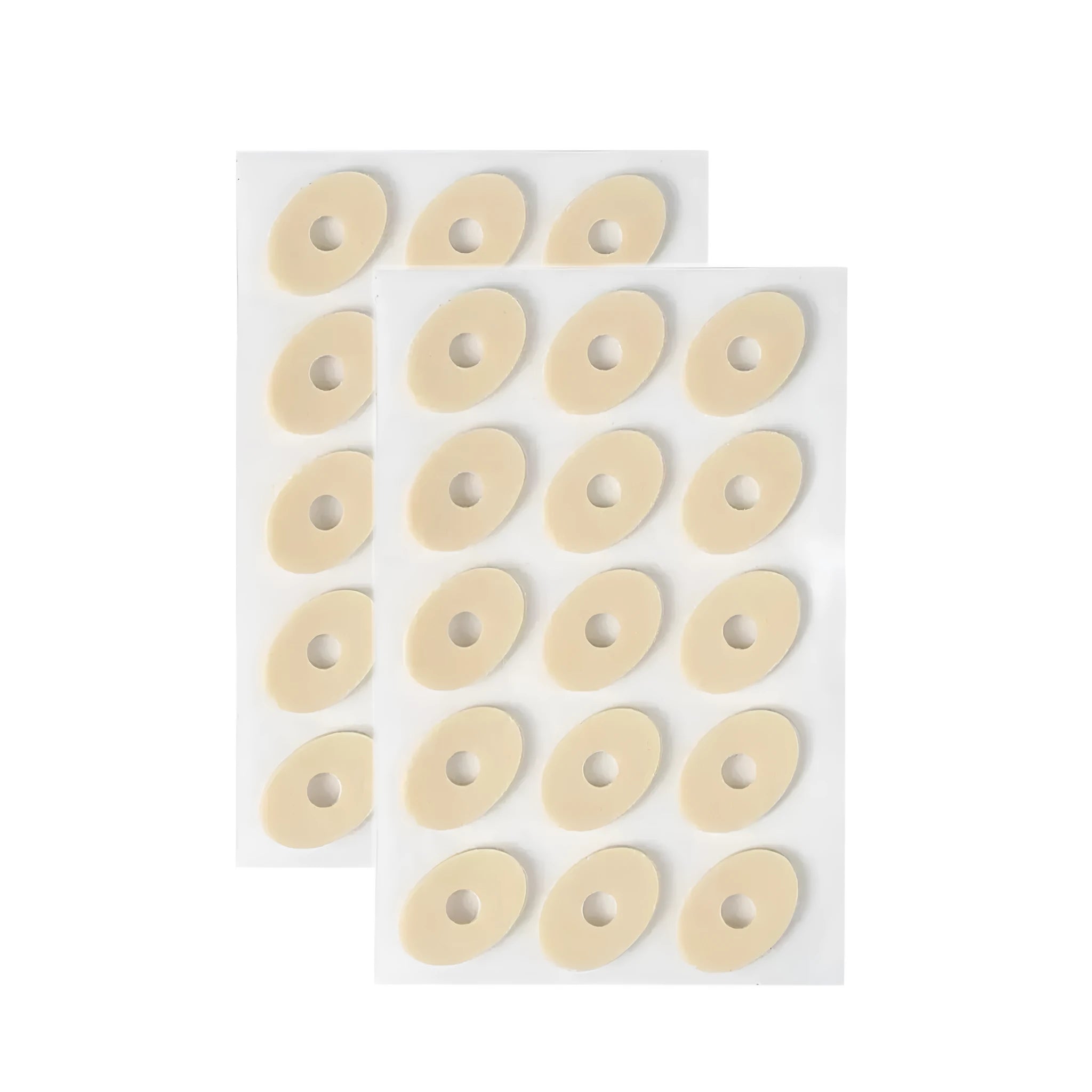 Women's protective toe pads set showing four different shapes: large oval, small oval, U-shaped and circular designs