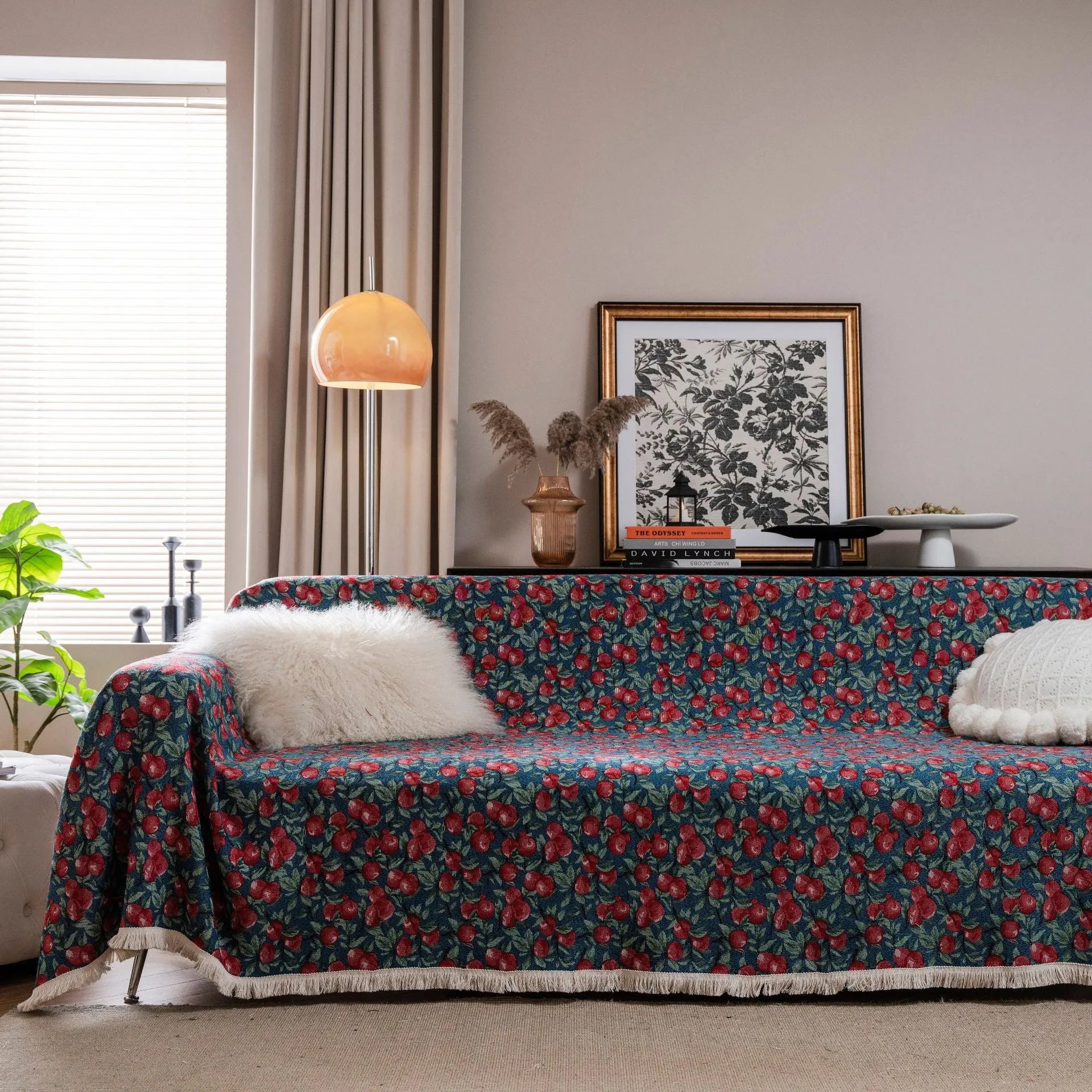 American country retro jacquard sofa cover with floral pattern on furniture