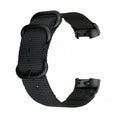 Army Green nylon replacement strap with three-ring buckle for Fitbit Charge 3 and Charge 4 fitness trackers.