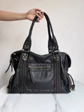 Women's brown retro PU messenger bag with woven accent and shoulder strap