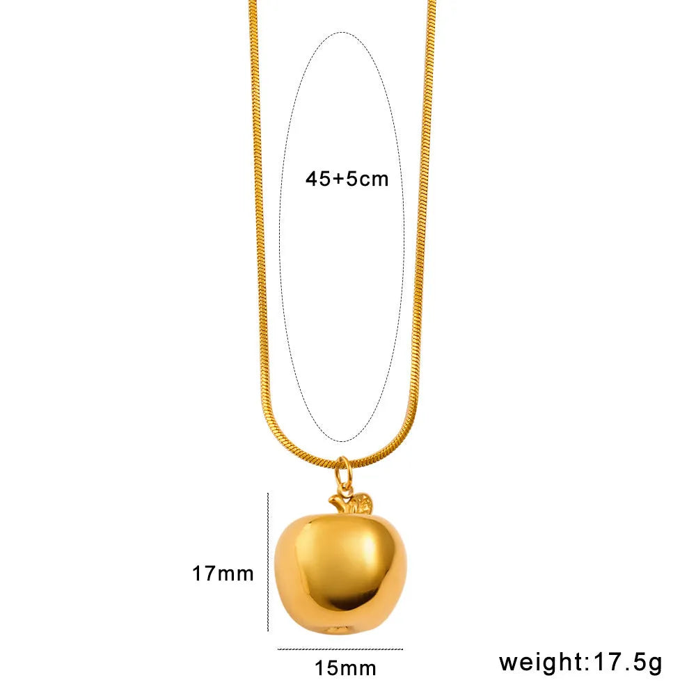 Stainless steel women's necklace with colourful apple, grape, watermelon, pineapple, strawberry and banana fruit charms.
