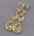 Gold geometric water droplet fringe earrings with retro styling for women's fashion