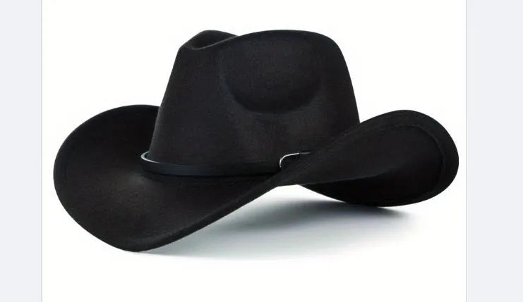 Brown leather velvet curved edge Western cowboy hat with a conical crown.