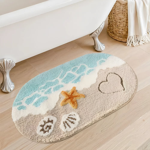 Sky sea coloured rainbow pattern cashmere carpet floor mat with plastic bottom in 40x60cm size
