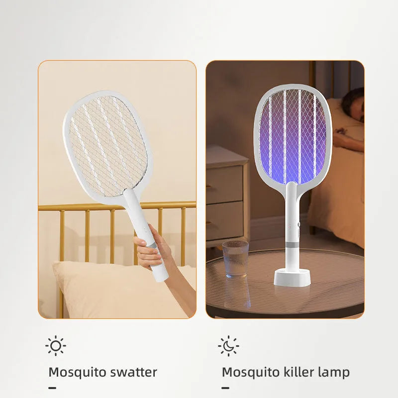 Rechargeable electric mosquito swatter with USB port and ABS plastic shell for indoor use