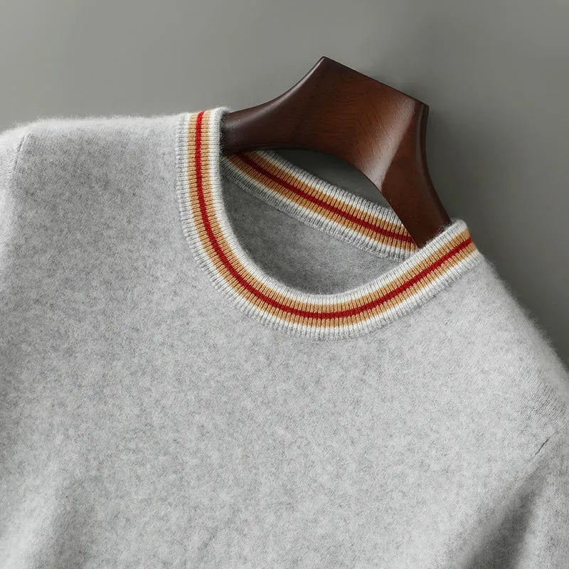 Men's pure wool short sleeve round neck sweater in black, grey or white colours