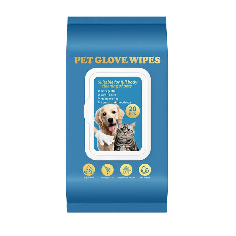 Pack of disposable plastic gloves for pet grooming and cleaning tasks