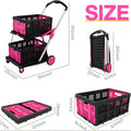 Foldable plastic shopping cart with double-layer baskets in blue, purple, pink, and red colour options