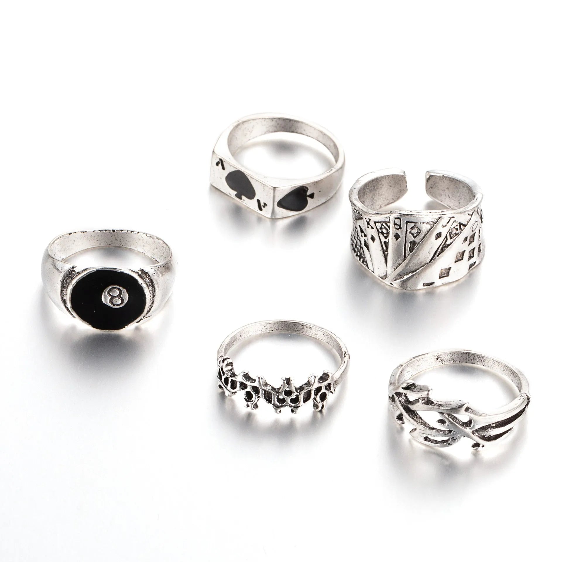 Black alloy poker ring with retro spade card design for creative jewellery collections