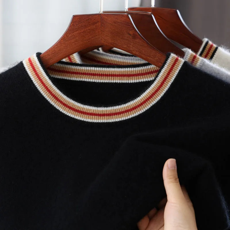 Men's pure wool short sleeve round neck sweater in black, grey or white colours