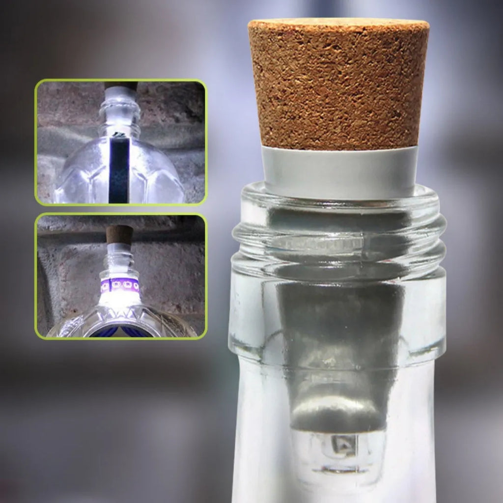 LED rechargeable luminous bottle cap cork light plastic unit measuring 30x73mm