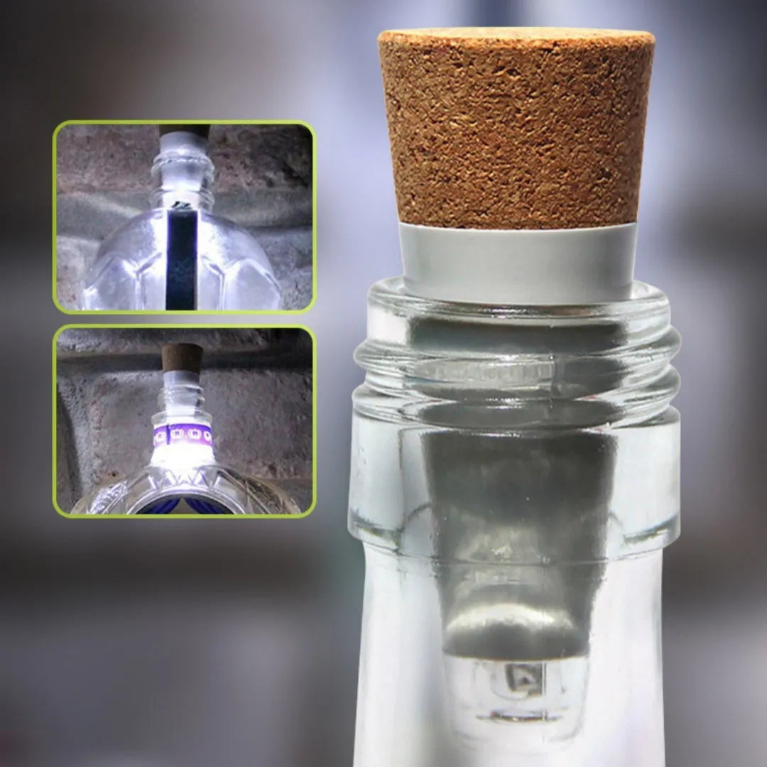 LED rechargeable luminous bottle cap cork light plastic unit measuring 30x73mm