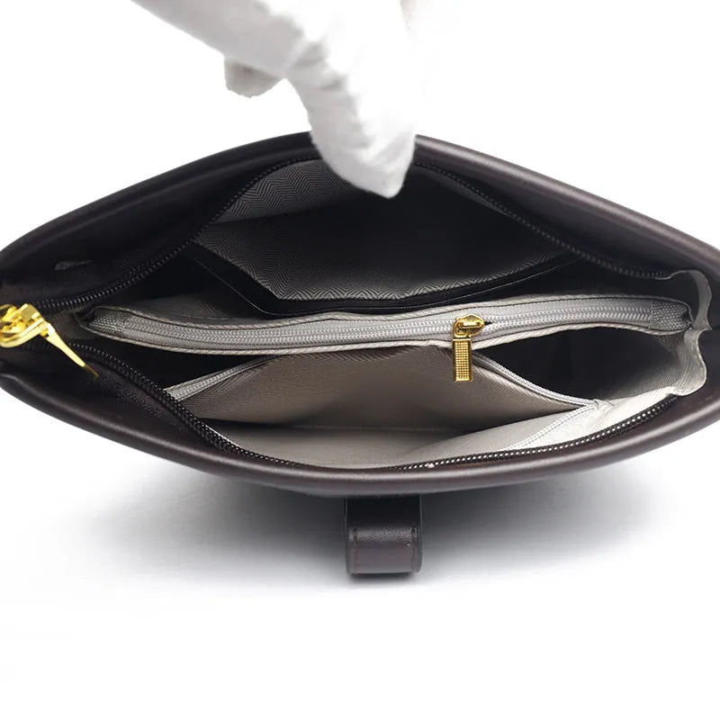 Korean style soft PU bucket bag with adjustable straps and internal organiser compartments